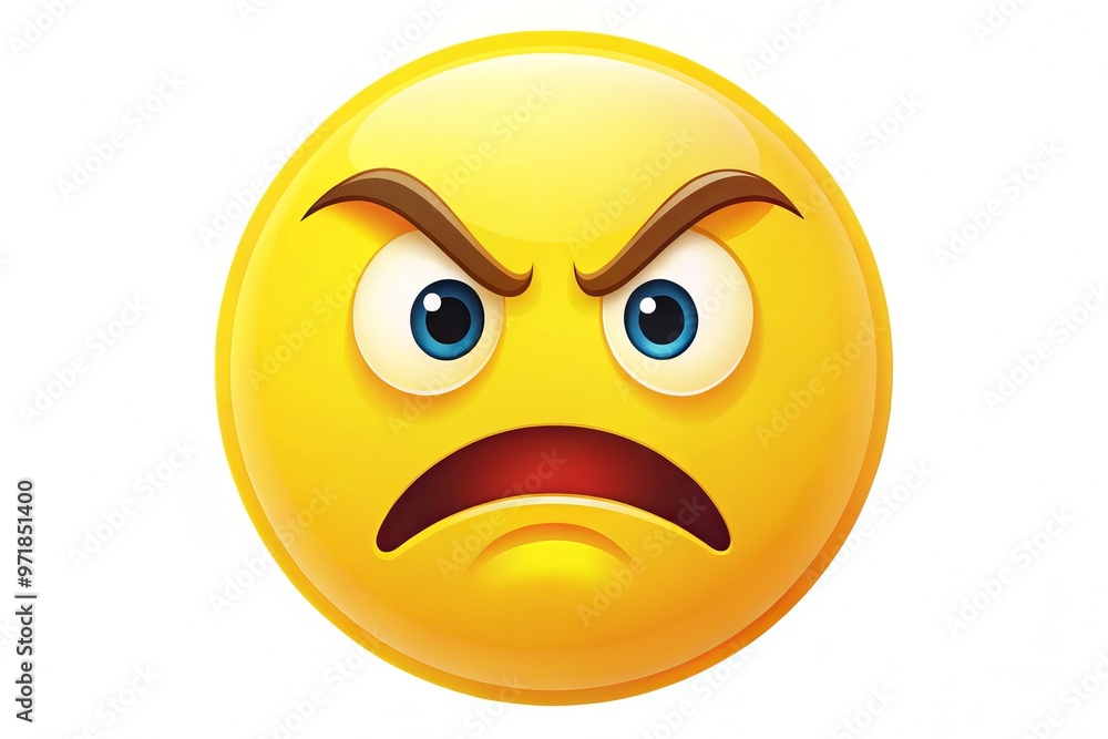 A bright yellow facial expression icon with furrowed brows, scrunched nose, and clenched teeth, conveying intense A bright yellow facial expression icon with furrowed brows, scrunched nose, and clenched teeth, conveying intense