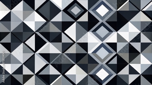 Abstract, high-contrast, monochromatic background featuring a harmonious blend of gray, black, and white geometric