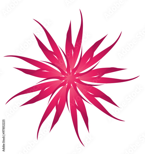 Symmetrical red flower design, vector style for decoration and ornaments