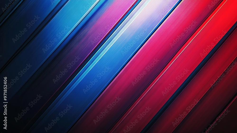 Fototapeta premium Bright abstract background with diagonal stripes with gradient transition from blue to red tone
