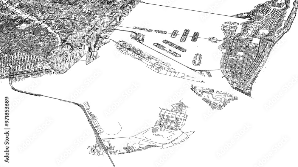 Fototapeta premium 3D illustration of mass building in Miami USA