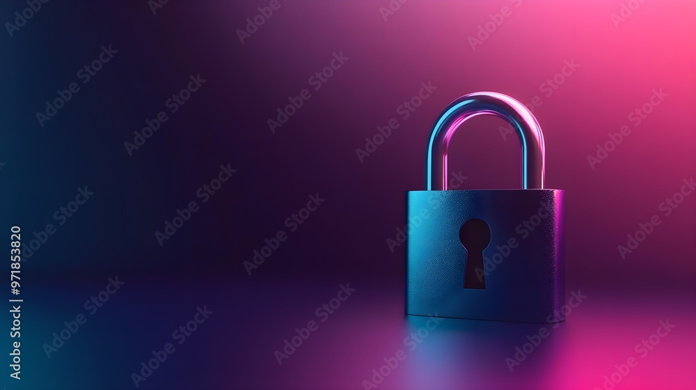 A sleek padlock illuminated by vibrant neon lights, symbolizing security, protection, and privacy in a modern digital world. A sleek padlock illuminated by vibrant neon lights, symbolizing security, protection, and privacy in a modern digital world.