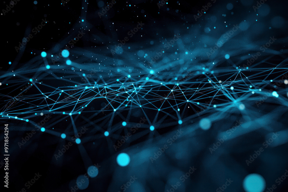 Technology Network Background with copyspace. Blie lines on black background. Technology Network Background with copyspace. Blie lines on black background.