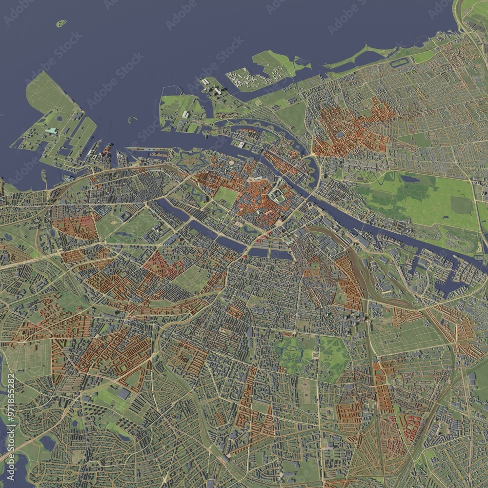 Fototapeta premium 3D illustration of city and urban in Copenhagen Denmark