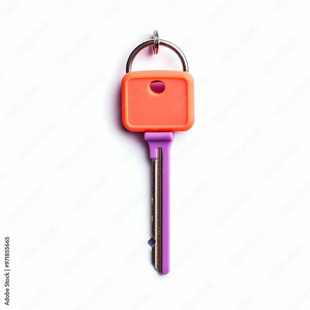 a silicone strip keychain with key, studio light , isolated on white background a silicone strip keychain with key, studio light , isolated on white background