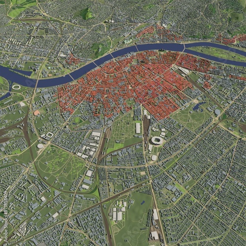 Canvas Print 3D illustration of city and urban in Budapest Hungary