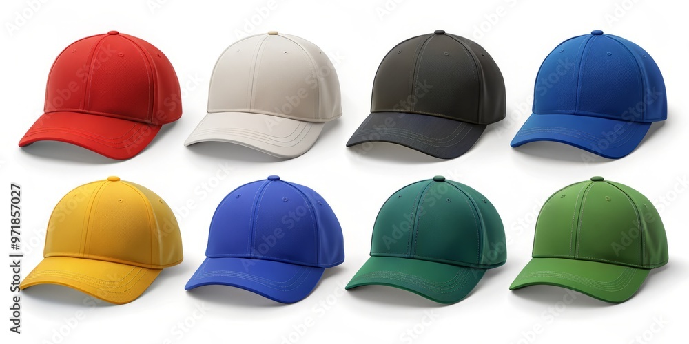 Blank plain baseball caps in a variety of colors, perfect for customization or team uniforms, with adjustable straps Blank plain baseball caps in a variety of colors, perfect for customization or team uniforms, with adjustable straps