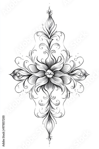 Line art illustration of a vintage graphic design element on a white background Aesthetic delicate design for use in frames postcards and invitations