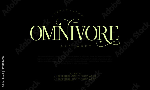 Omnivore typography beauty fashion elegant minimalist serif italic fonts decorative wedding vintage retro logos. Minimal luxury font alphabet logo. Vector illustration