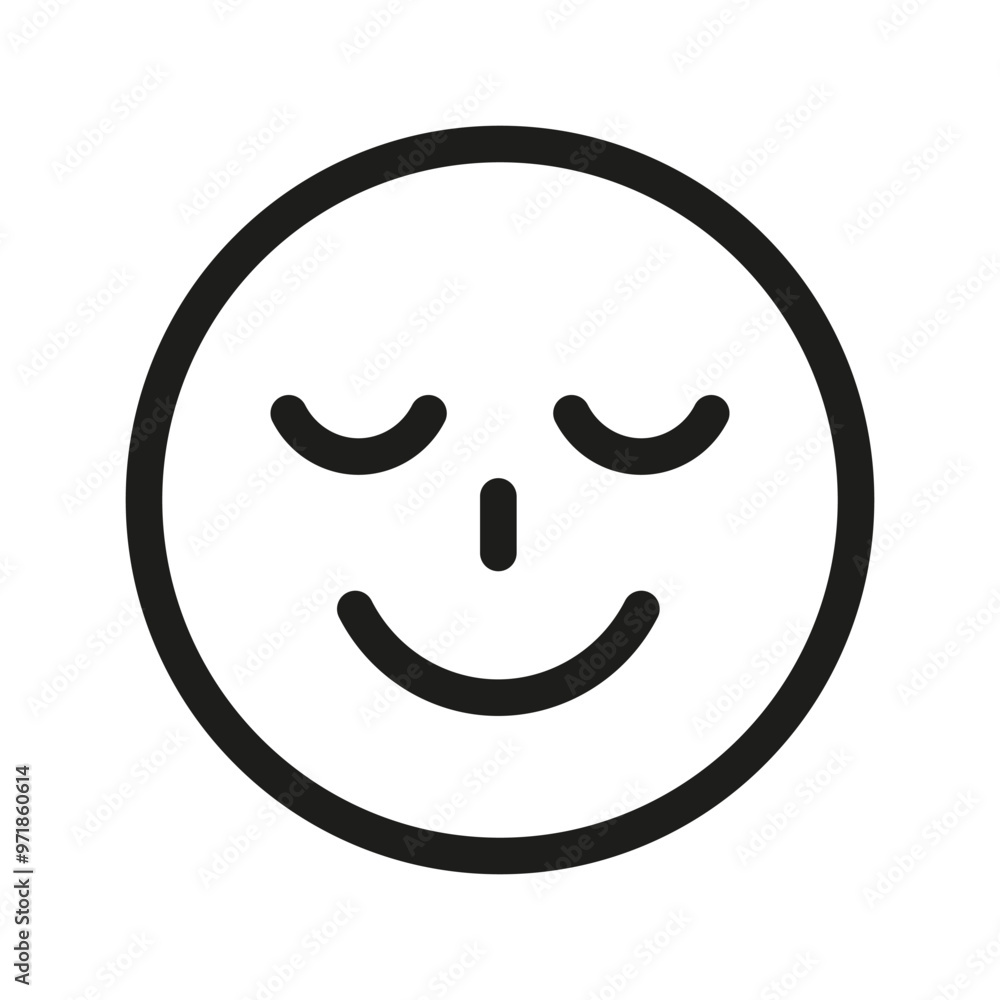 Smiling face icon. Relaxed emoji symbol. Happy emotion graphic. Vector illustration. Smiling face icon. Relaxed emoji symbol. Happy emotion graphic. Vector illustration.