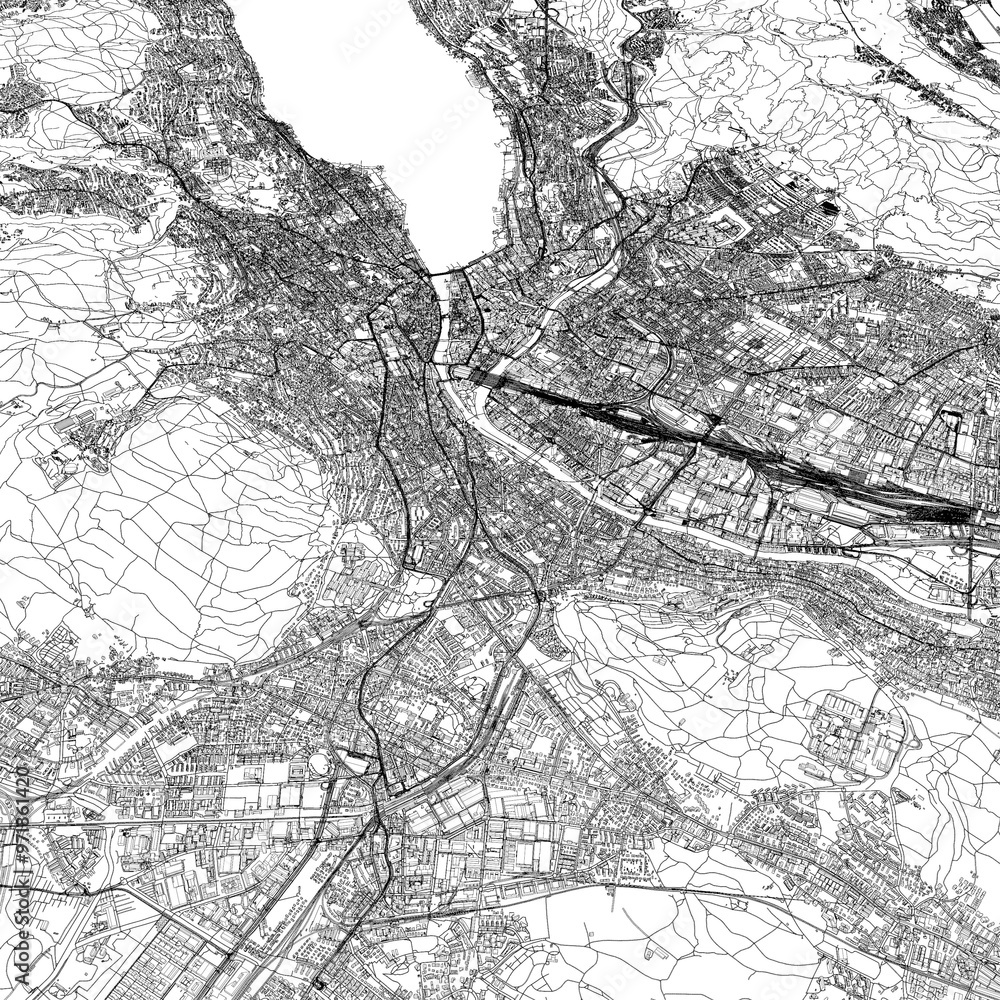 Obraz premium 3D illustration of city and urban in Zurich Switzerland