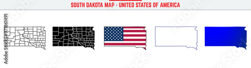 South Dakota Map with editable stroke icon. South Dakota USA State thin line icon, South Dakota map vector illustration, South Dakota, SD silhouette vector map