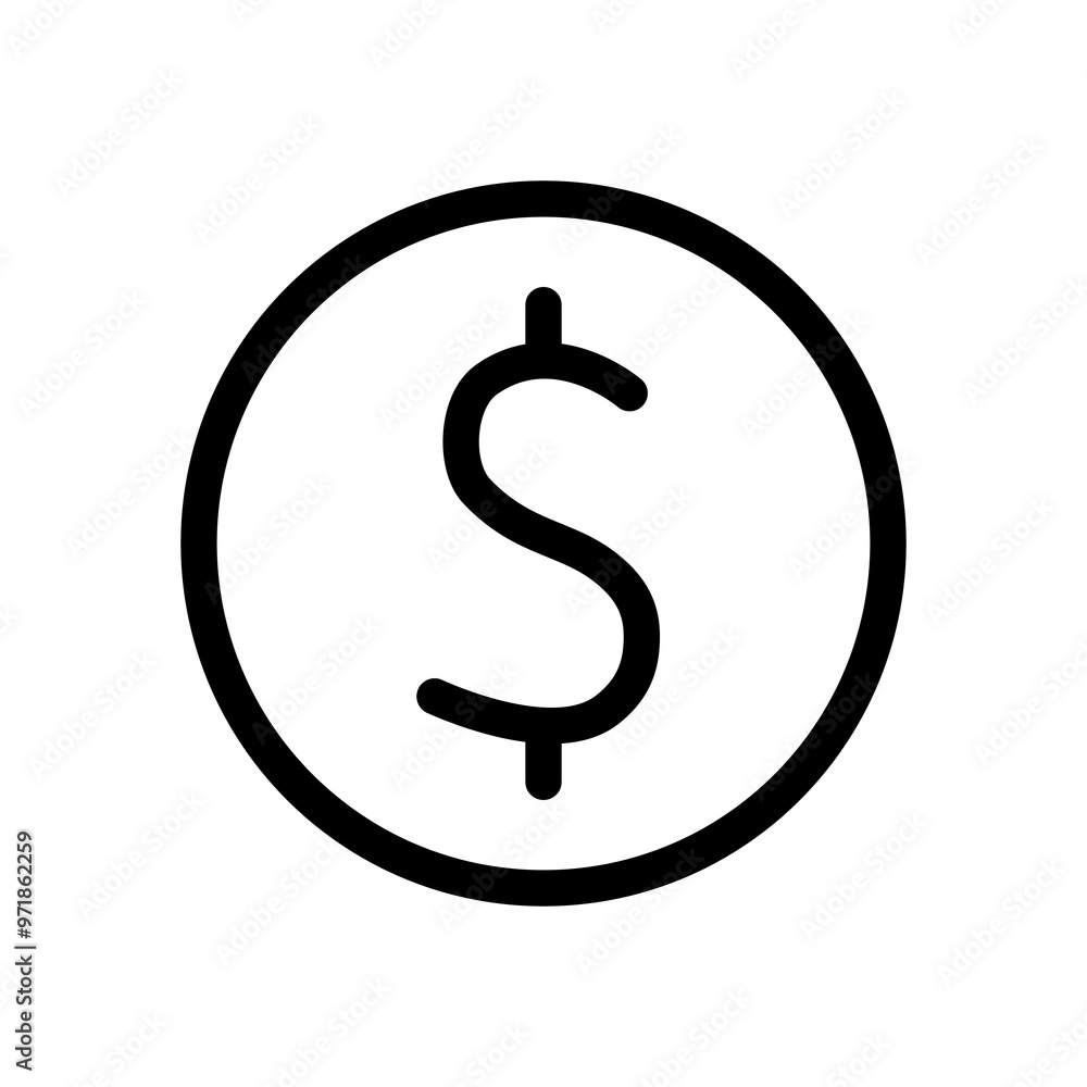dollar icon. single icon. line design isolated on white background. dollar icon. single icon. line design isolated on white background.