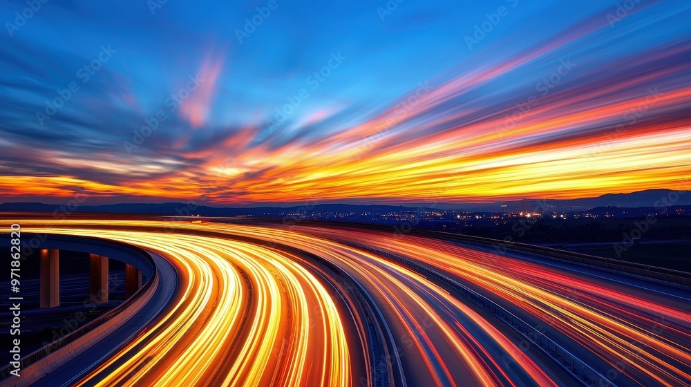 Highway Lights at Sunset Abstract Background Highway Lights at Sunset Abstract Background