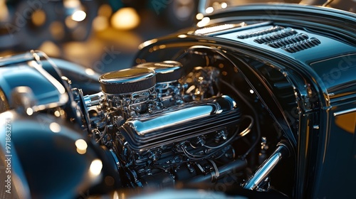 Classic Car Engine Closeup