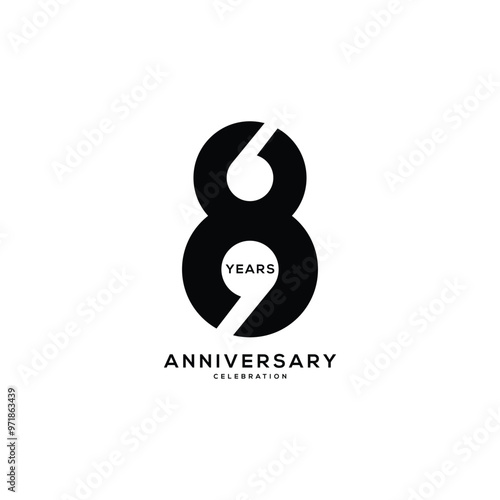 8 Logo, 8th Years Anniversary Logo, 8 birthday,  Vector Template Design element for birthday, invitation, wedding, jubilee and greeting card illustration.