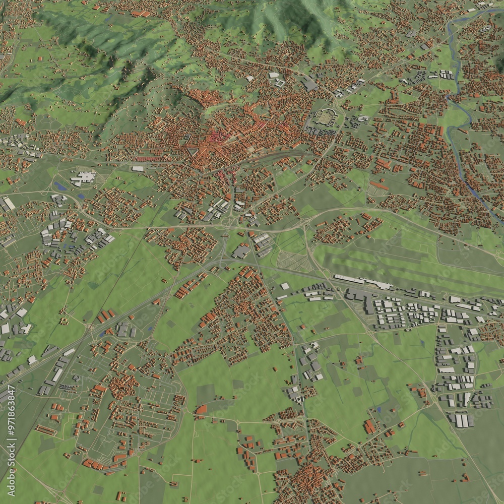 Fototapeta premium 3D illustration of city and urban in Bergamo Italy