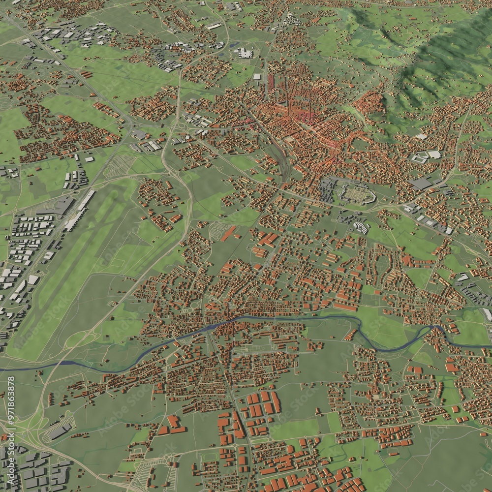 Fototapeta premium 3D illustration of city and urban in Bergamo Italy