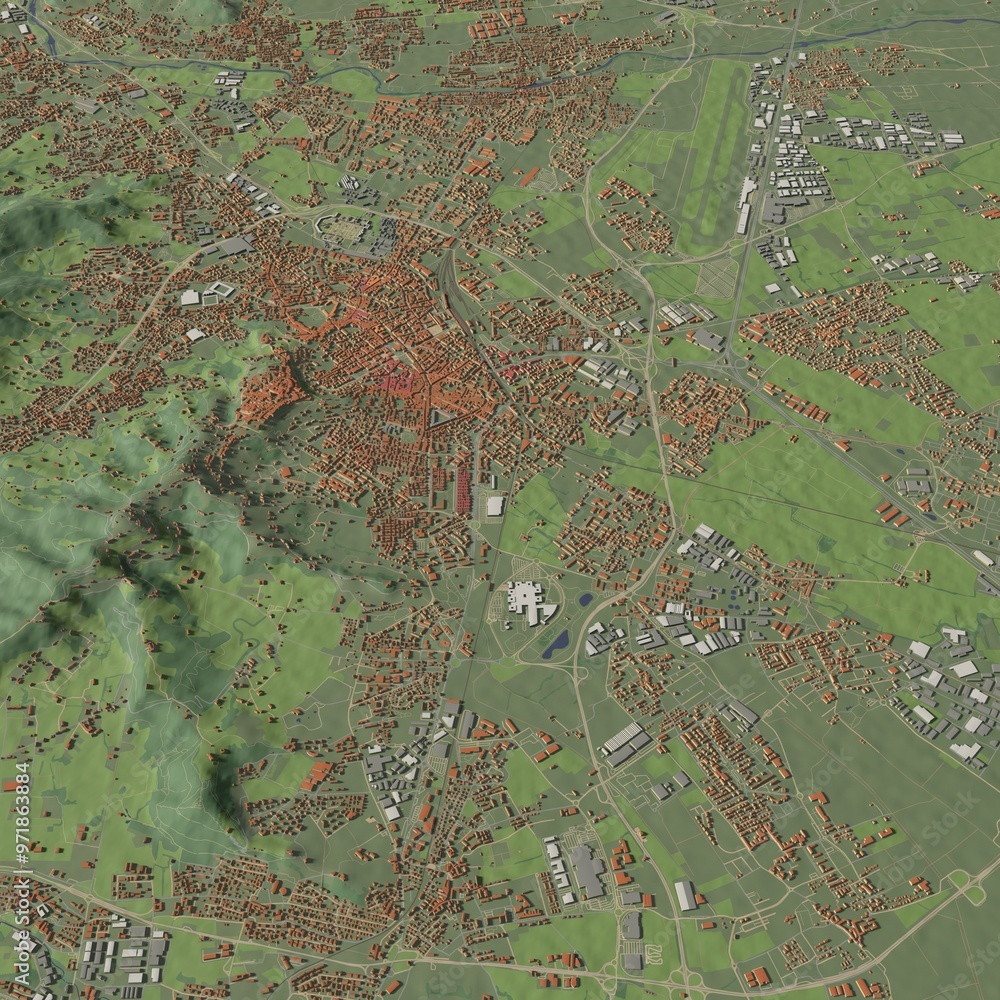 Fototapeta premium 3D illustration of city and urban in Bergamo Italy