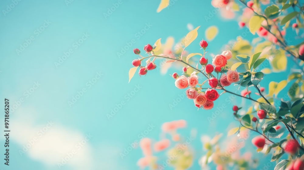 Pink Flowers Against Blue Sky Pink Flowers Against Blue Sky