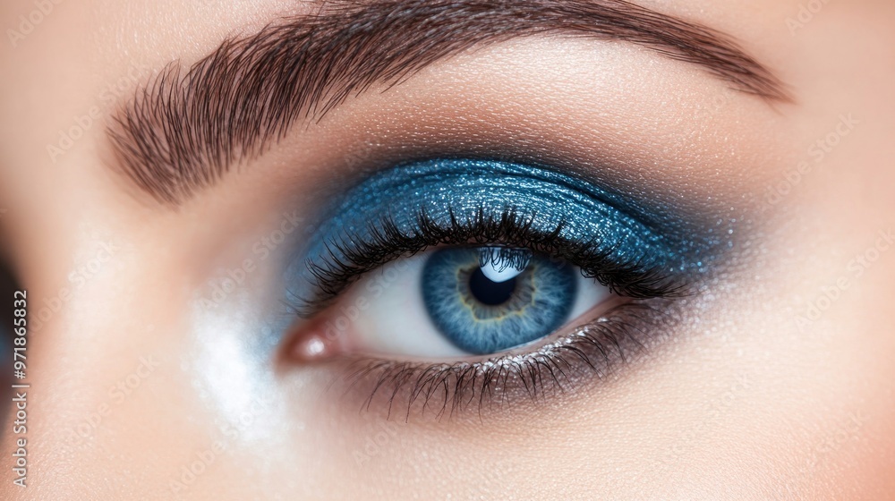 Obraz premium Closeup of Blue Eyes with Makeup