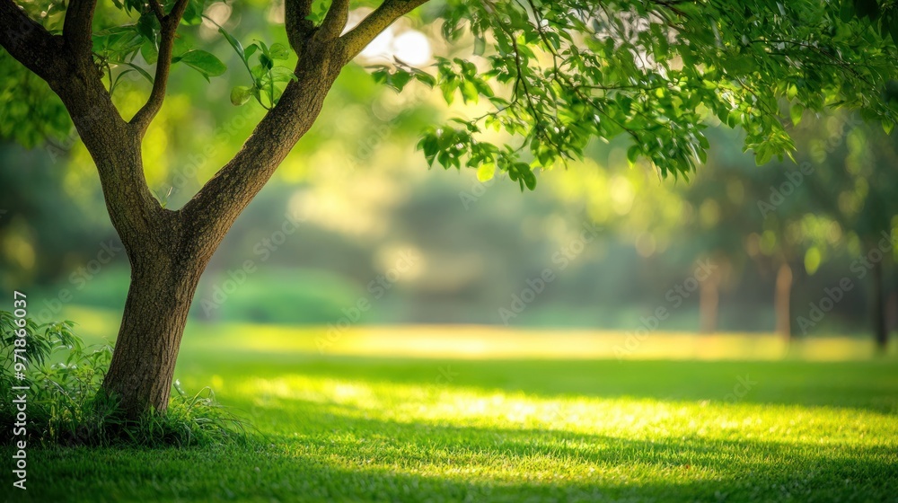 Obraz premium Tranquil Tree in a Lush Meadow