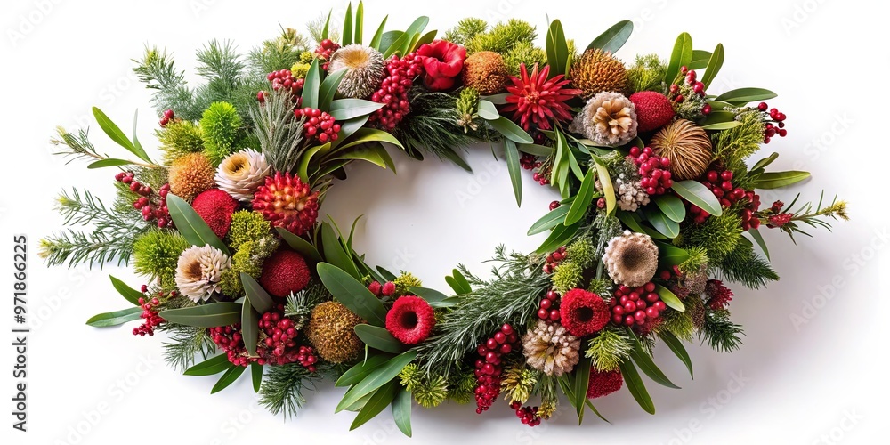 Beautiful Australian native flower and plant foliage Christmas wreath ...
