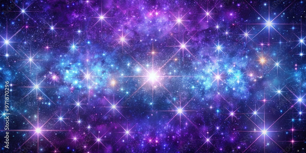 Fototapeta premium Captivating indigo purple galaxy with sparkling stars and a cosmic tapestry of interwoven light, creating a dazzling celestial mosaic