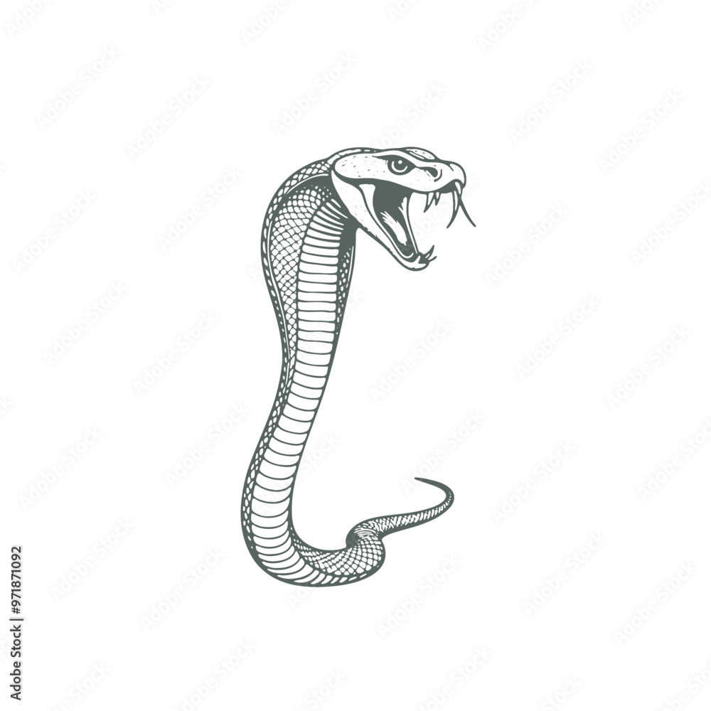 Fototapeta premium Hand-Drawn Cobra Head Sketch, Wild Animal Vector Illustration