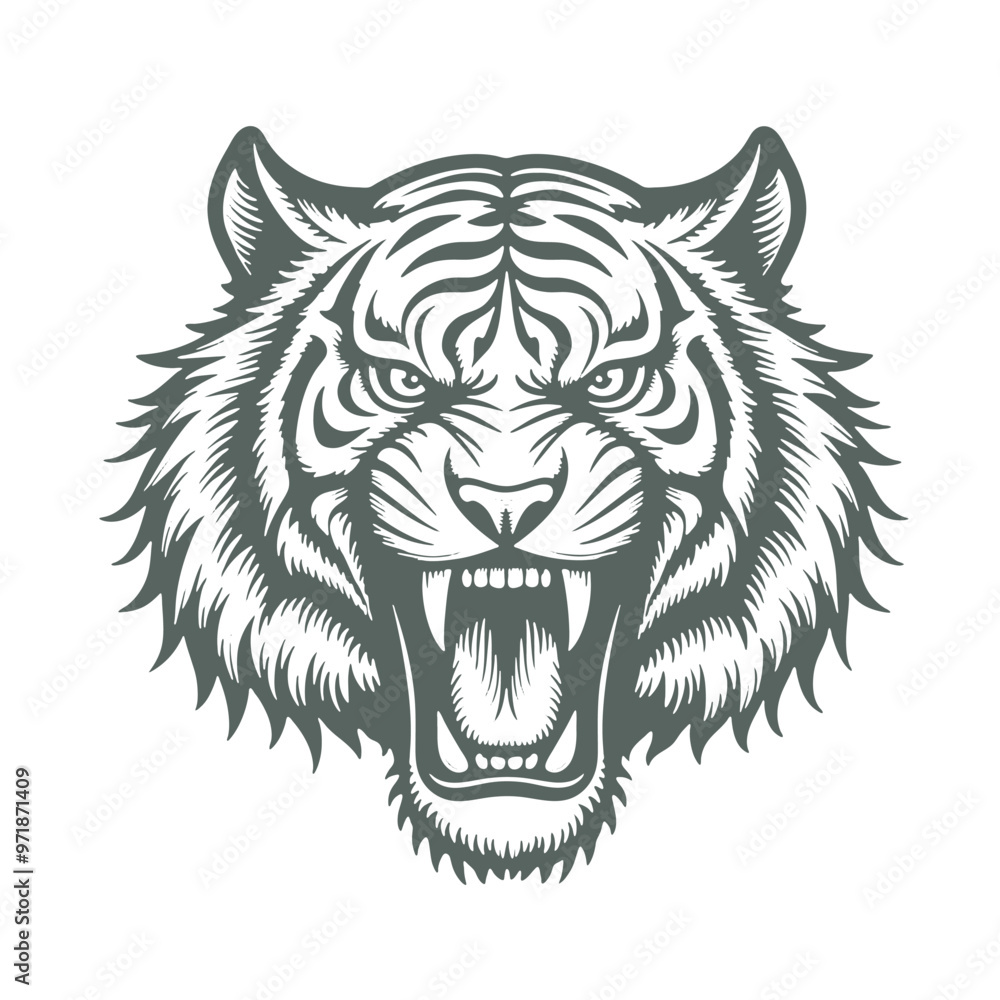 Fototapeta premium Vector Illustration of a Crouching Tiger, Hand-Drawn Sketch Style