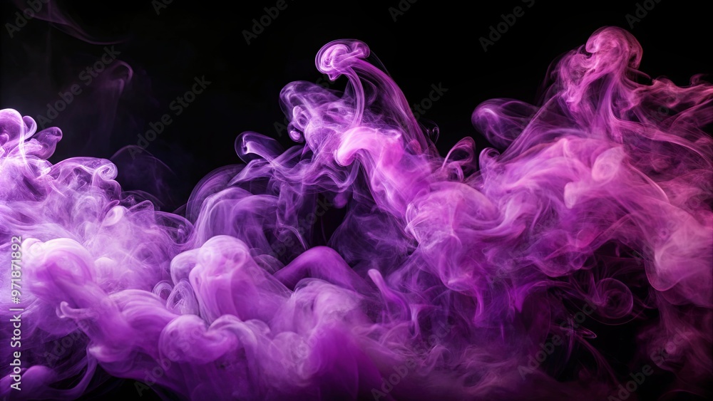 Purple smoke floating in the air against a black background creating a mysterious and surreal atmosphere Purple smoke floating in the air against a black background creating a mysterious and surreal atmosphere