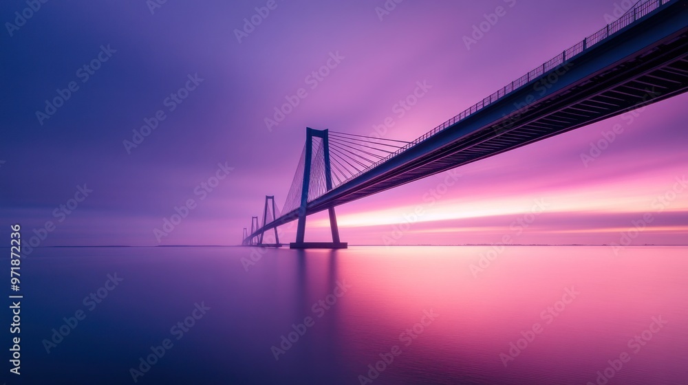 Fototapeta premium Bridge Over Water at Sunset