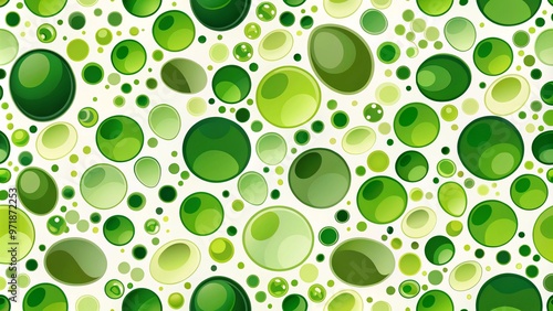 Softly swirled shapes of pale sage and mossy green dance across a crisp white background, their gentle curves