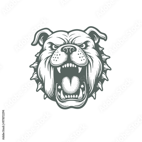 Fierce Bulldog Head in Detailed Hand-Drawn Vector Style