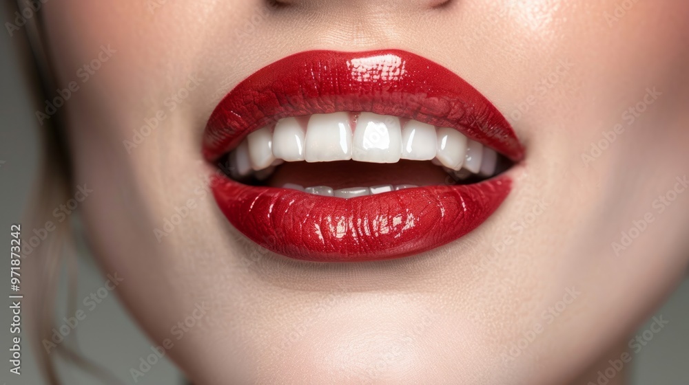 Woman's lips and white teeth. generative ai Woman's lips and white teeth. generative ai