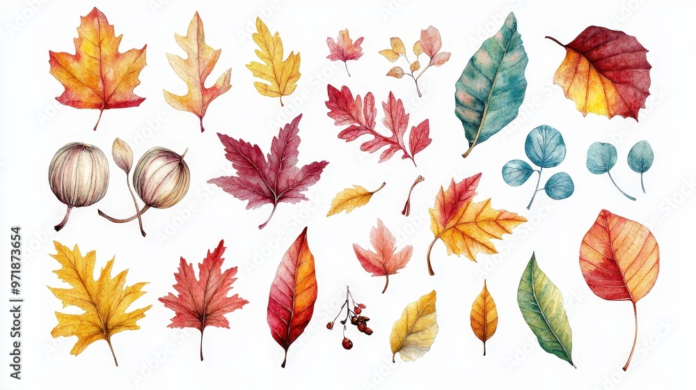 Autumn Watercolor PNG Cut-Out Collection - Vibrant Leaves and Seasonal Details for Creative Design Projects Autumn Watercolor PNG Cut-Out Collection - Vibrant Leaves and Seasonal Details for Creative Design Projects