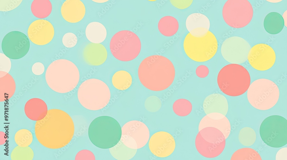 Abstract Pastel Circles on Light Blue Background Abstract Pastel Circles on Light Blue Background