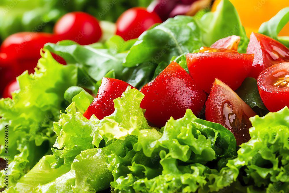 Fresh and vibrant salad featuring crisp lettuce, juicy tomatoes, and a colorful mix of greens, perfect for healthy meals. Fresh and vibrant salad featuring crisp lettuce, juicy tomatoes, and a colorful mix of greens, perfect for healthy meals.