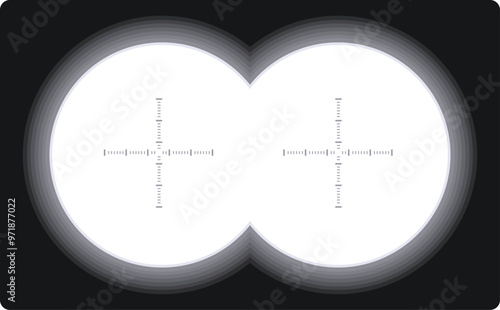 Two white sniper scope crosshairs are aiming at an unseen target