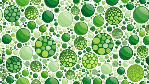 Vibrant blobs of lime and chartreuse burst forth from a sea of pale green, their bright colors radiating