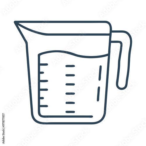 Measuring cup icon, transparent medical dosage symbol