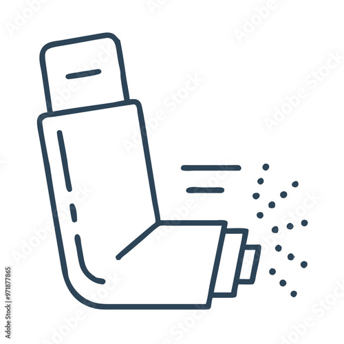 Inhaler Icon, Minimalist Respiratory Device Symbol on Transparent Background