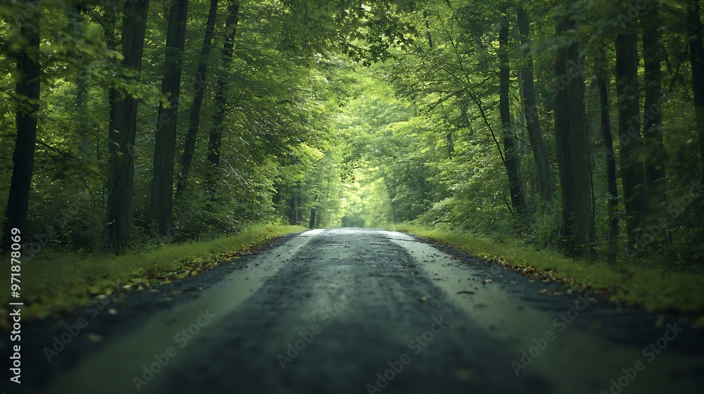 Road surrounded by green trees : Generative AI