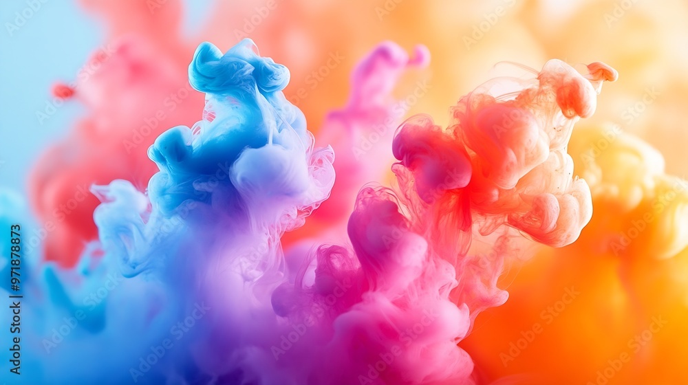 Fototapeta premium Acrylic colors Ink in water Abstract background Rainbow of colors Colorful background : Generative AI