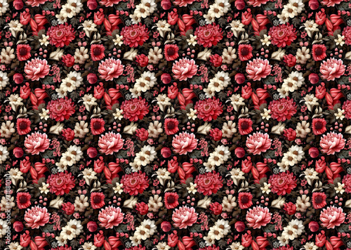 Blooming midsummer meadow seamless pattern.