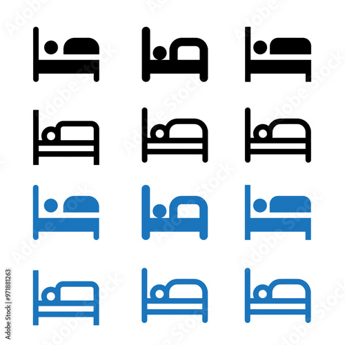 bed hotel and hostel concept web icon vector art illustration on white background