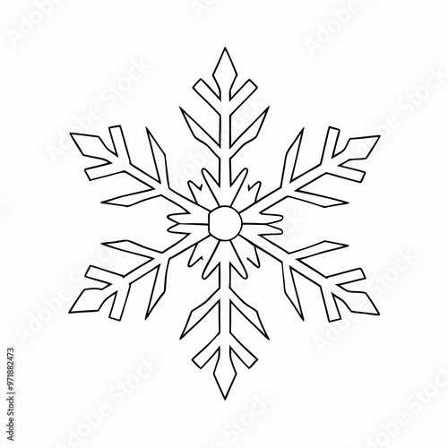 Stylized snowflake design with sharp edges on white background
