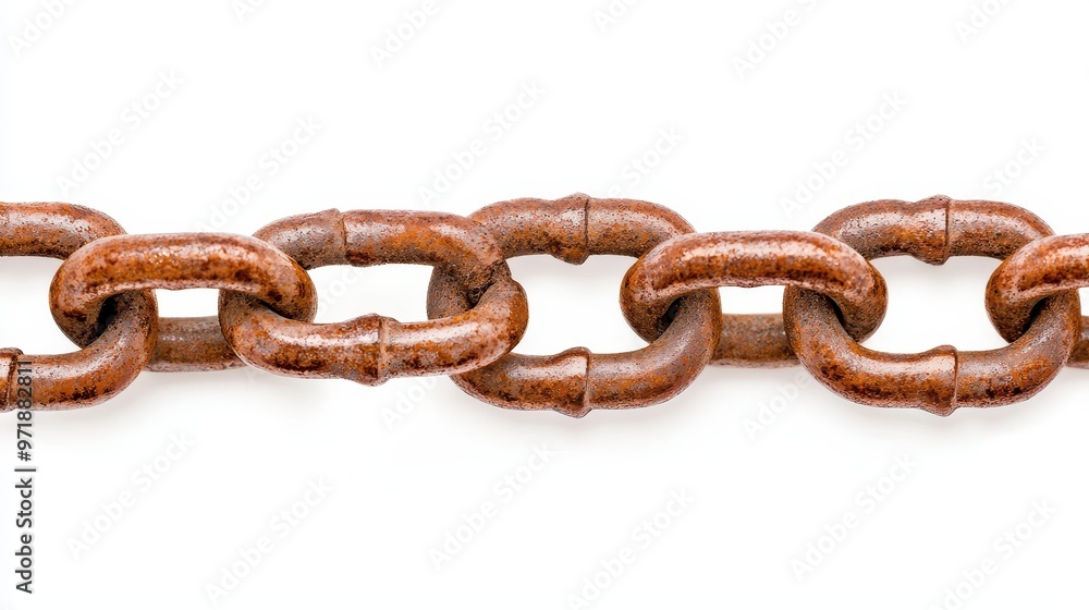 Rusty Metal Chain Links Isolated on White Background Rusty Metal Chain Links Isolated on White Background