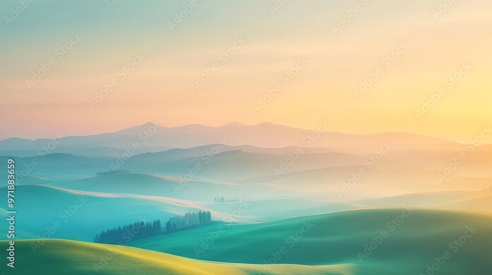 A serene sunrise over rolling hills with soft pastel colors and a gentle morning light, creating a peaceful and uplifting wallpaper for starting the day. A serene sunrise over rolling hills with soft pastel colors and a gentle morning light, creating a peaceful and uplifting wallpaper for starting the day.