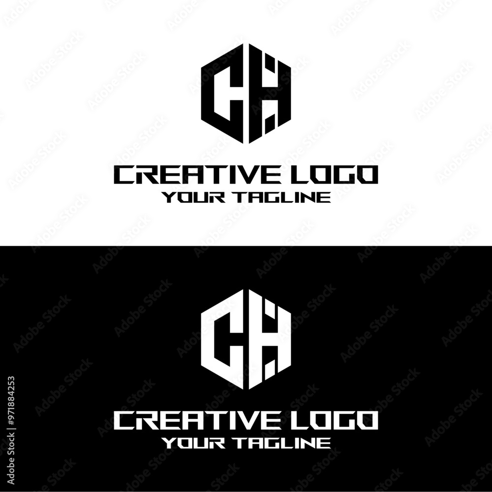Obraz premium creative letter logo ch desain vektors